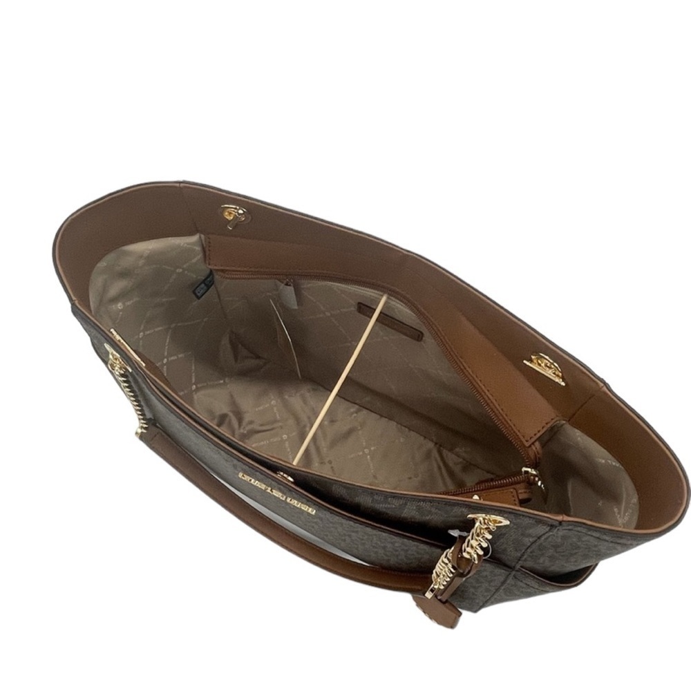 Michael Kors Large X Chain Shoulder Tote Bag Brown/Gold - Picture 7 of 9